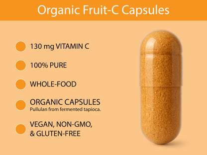 KOYAH Organic Vitamin C Capsules – Acerola Cherries, 100% Whole-Fruit, 130 mg, Freeze-Dried, 60 Caps, Vegan