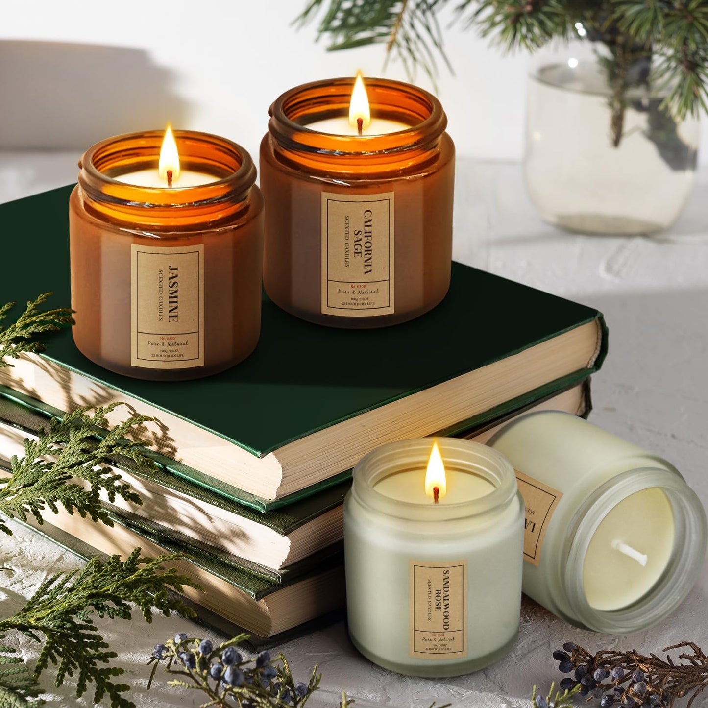Christmas Candle Gift Set – 4-Pack Scented Soy Candles (Lavender, Jasmine, Sandalwood & Sage)
