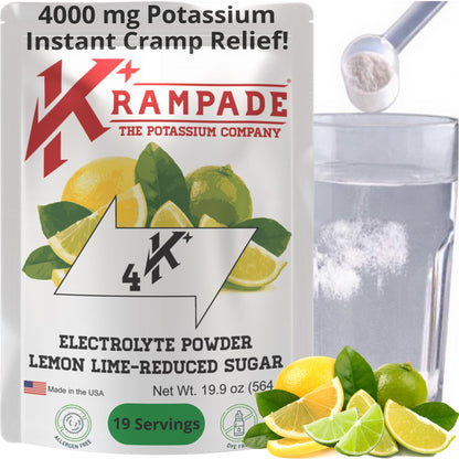 Krampade Electrolytes Powder – 4000 mg K+, Instant Cramp Relief & Hydration