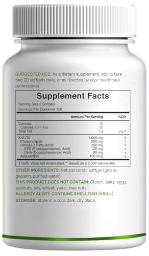 DEAL SUPPLEMENT Antarctic Krill Oil 2 Pack – 1,000mg/Serving, 480 Softgels