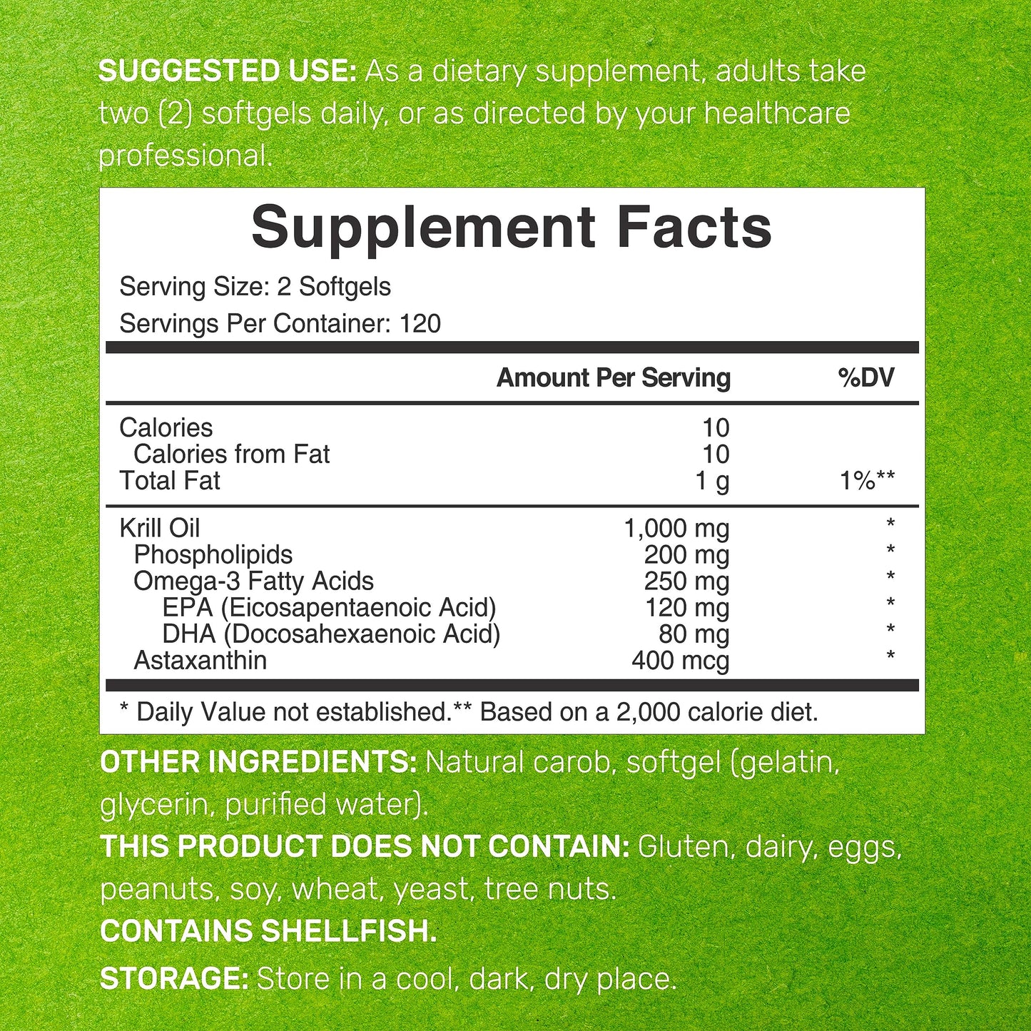 DEAL SUPPLEMENT Antarctic Krill Oil 2 Pack – 1,000mg/Serving, 480 Softgels