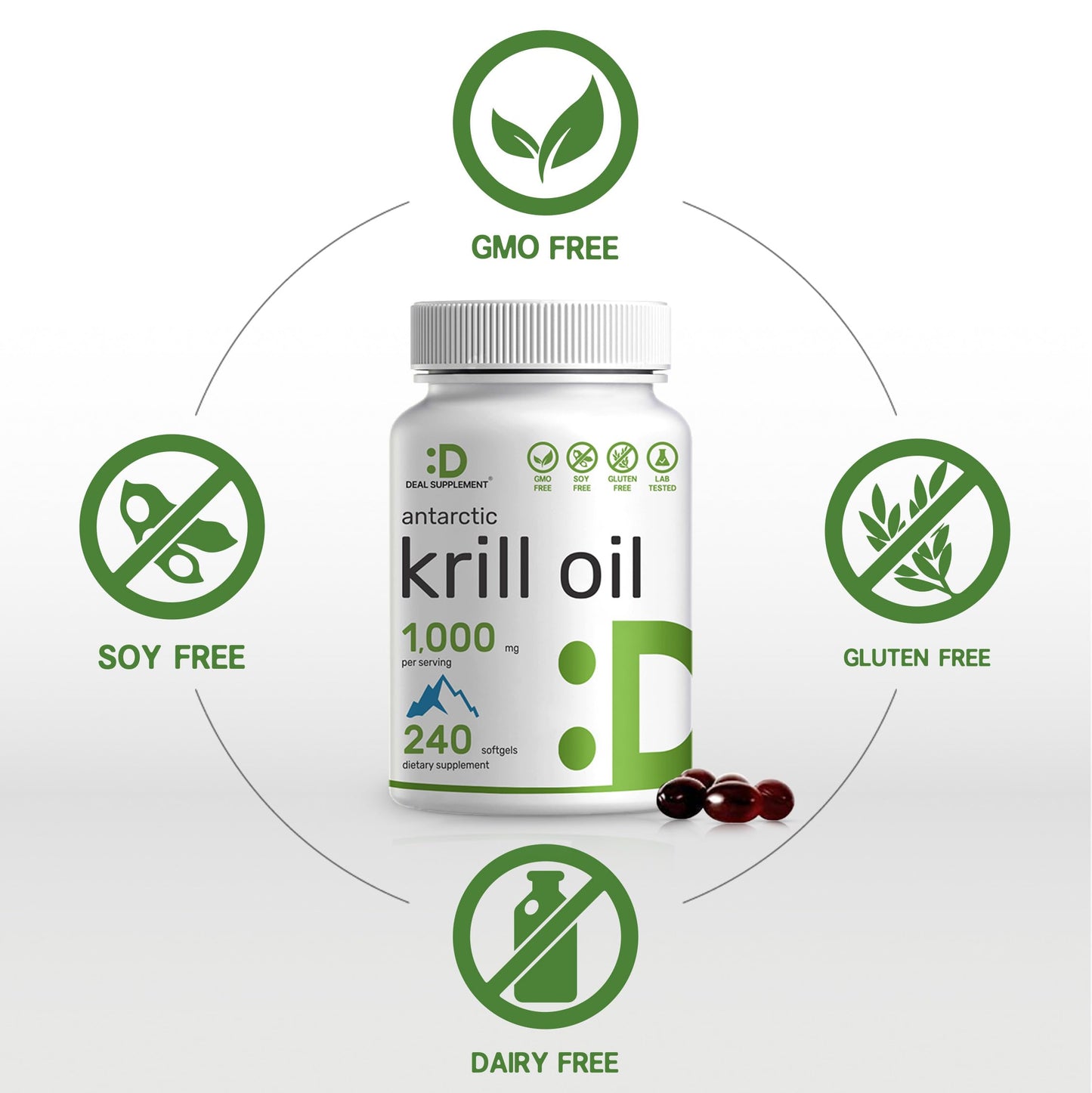 DEAL SUPPLEMENT Antarctic Krill Oil 2 Pack – 1,000mg/Serving, 480 Softgels