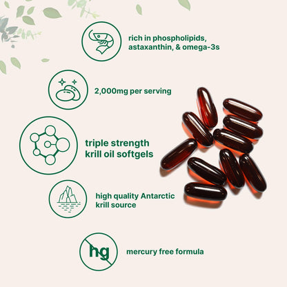 Micro Ingredients Antarctic Krill Oil - 2000mg/Serving, 240 Softgels, Omega-3 EPA/DHA & Astaxanthin