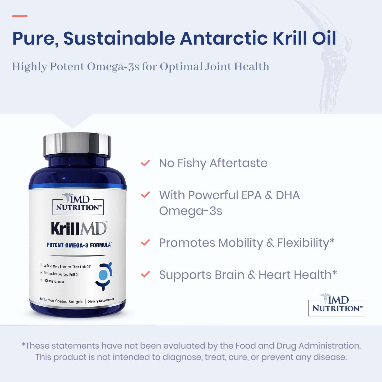 1MD KrillMD - Antarctic Krill Oil with Astaxanthin, EPA & DHA | 2x More Effective Than Fish Oil | 60 Softgels (2-Pack)