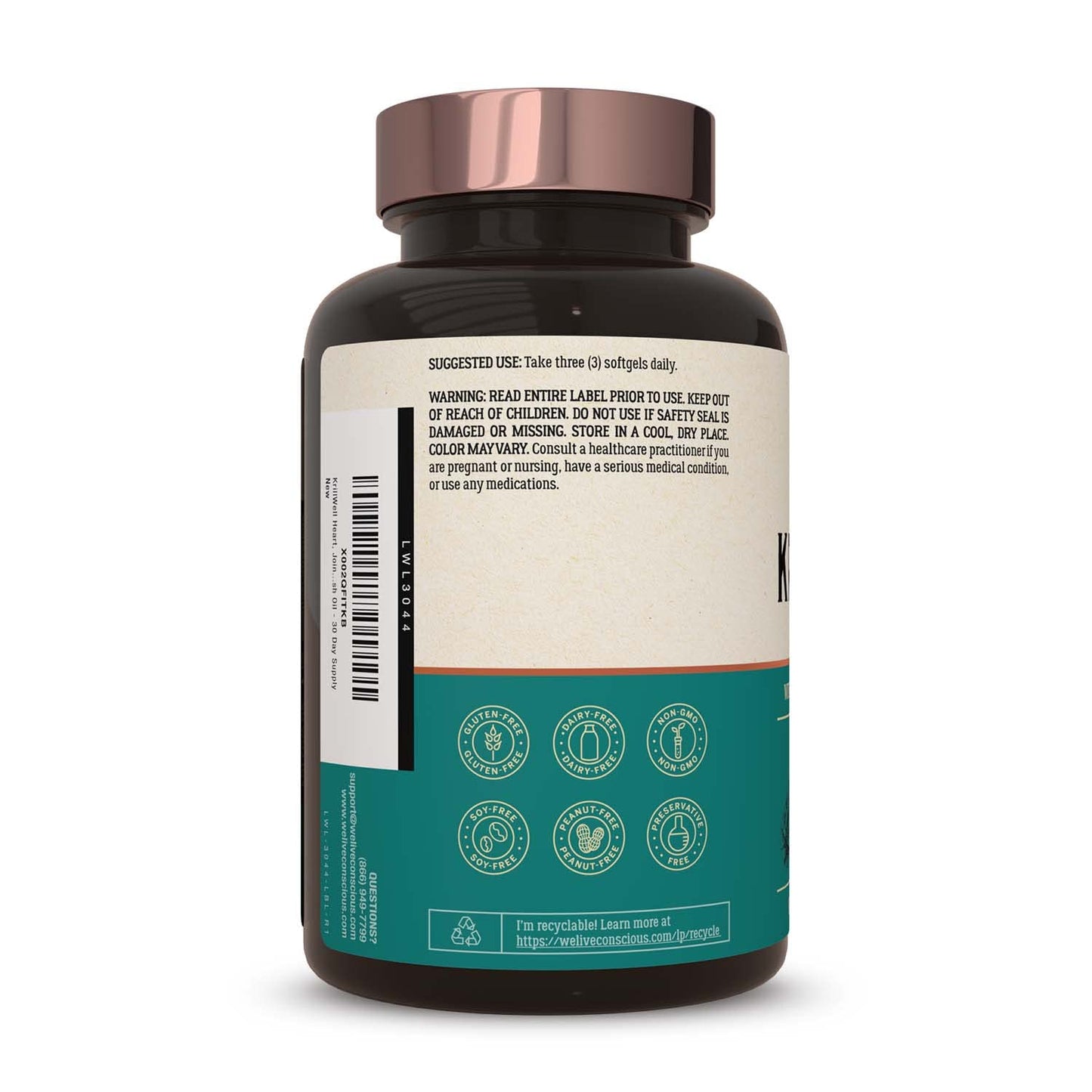 Live Conscious KrillWell Joint & Cognitive Support | Certified Sustainable Krill Oil 2x More Effective Than Fish Oil (Pack of 2)