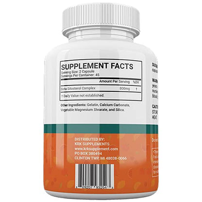 KRK Supplements Beta Sitosterol 800mg - 90 Capsules Prostate Support