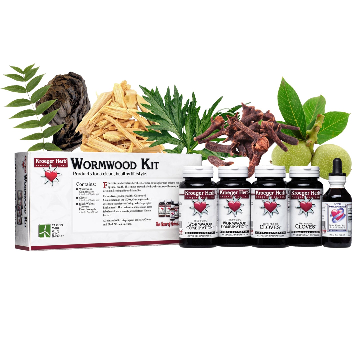 Kroeger Herb Wormwood Detox Kit – Capsules, Non-GMO & Gluten Free, Made in USA
