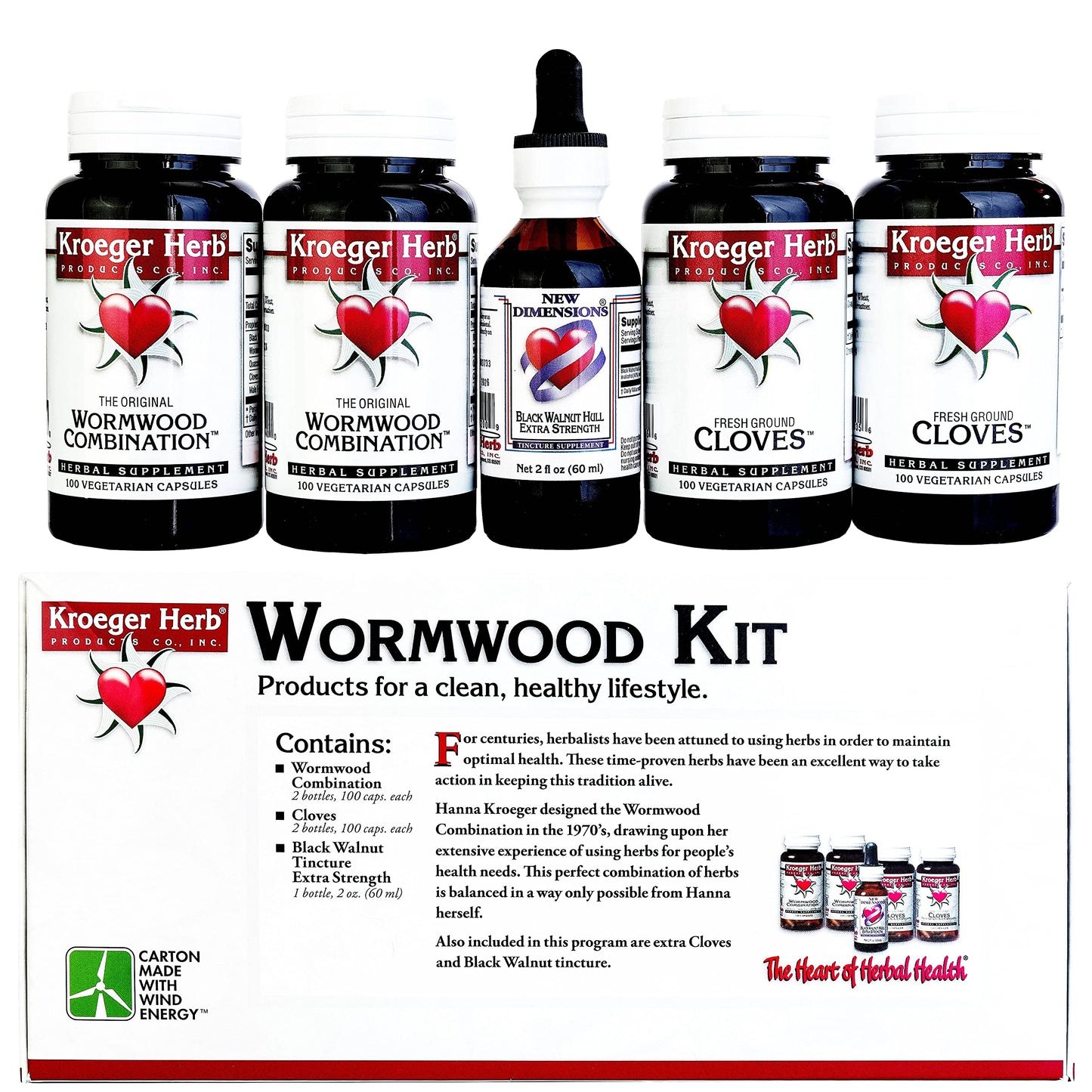 Kroeger Herb Wormwood Detox Kit – Capsules, Non-GMO & Gluten Free, Made in USA