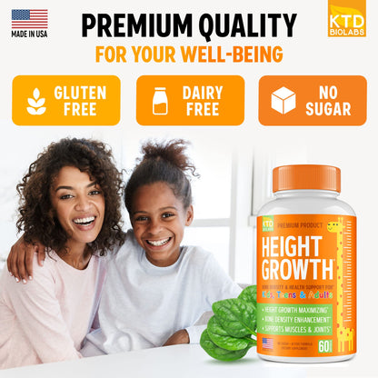 KTD BIOLABS Height Growth Maximizer – Pack of 2 | Made in USA | Natural Height Growth Pills for Teens & Adults
