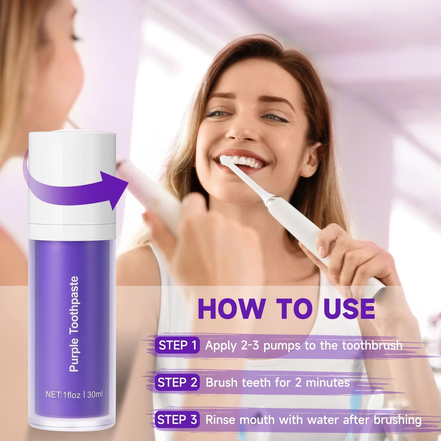 Ktintar Purple Toothpaste for Teeth Whitening – Colour Corrector, Stain Removal, 1 Fl Oz