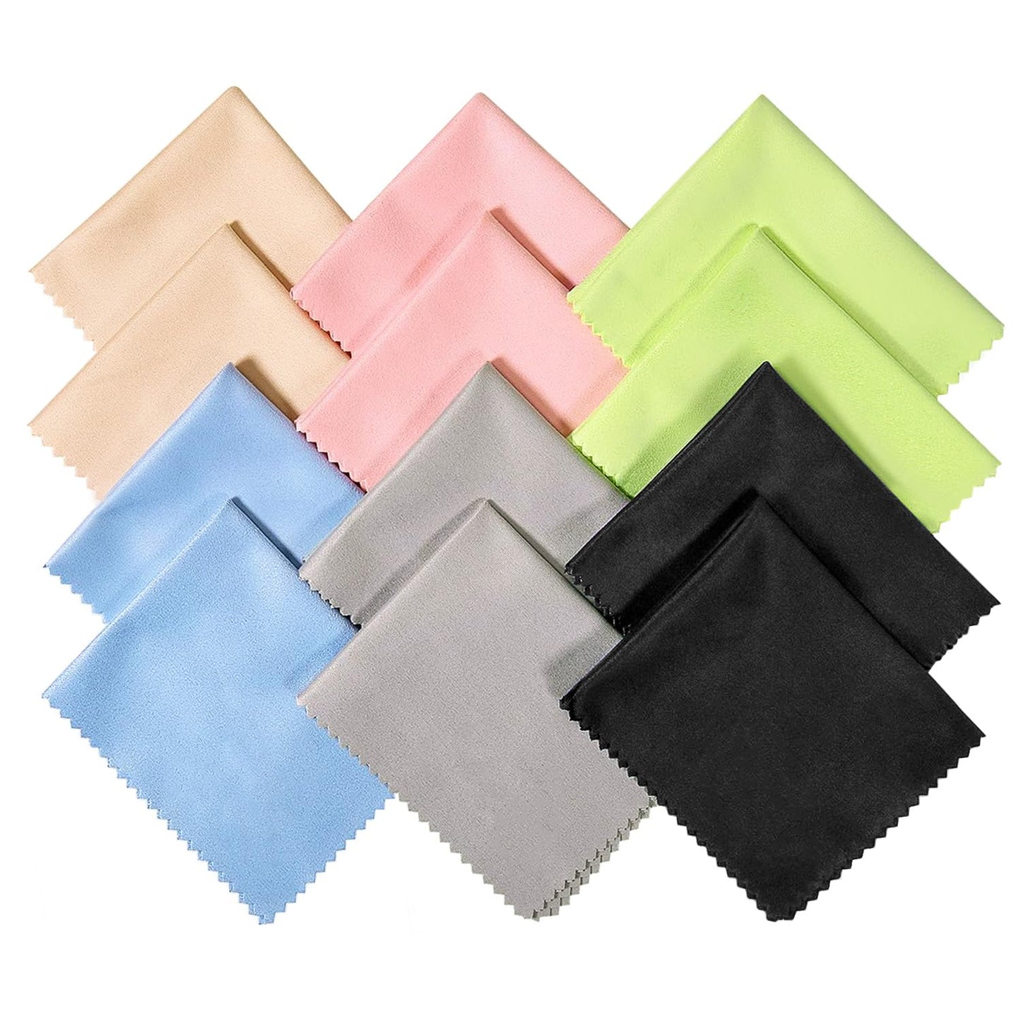 Kukifun 12 Pack Microfiber Cleaning Cloths – Premium Eyeglasses & Screen Cleaning Cloths (6 x 7 in)
