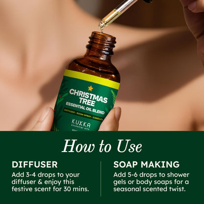 Kukka Christmas Tree Essential Oil Blend - 2 oz | Spearmint, Cedarwood, Pine Needle