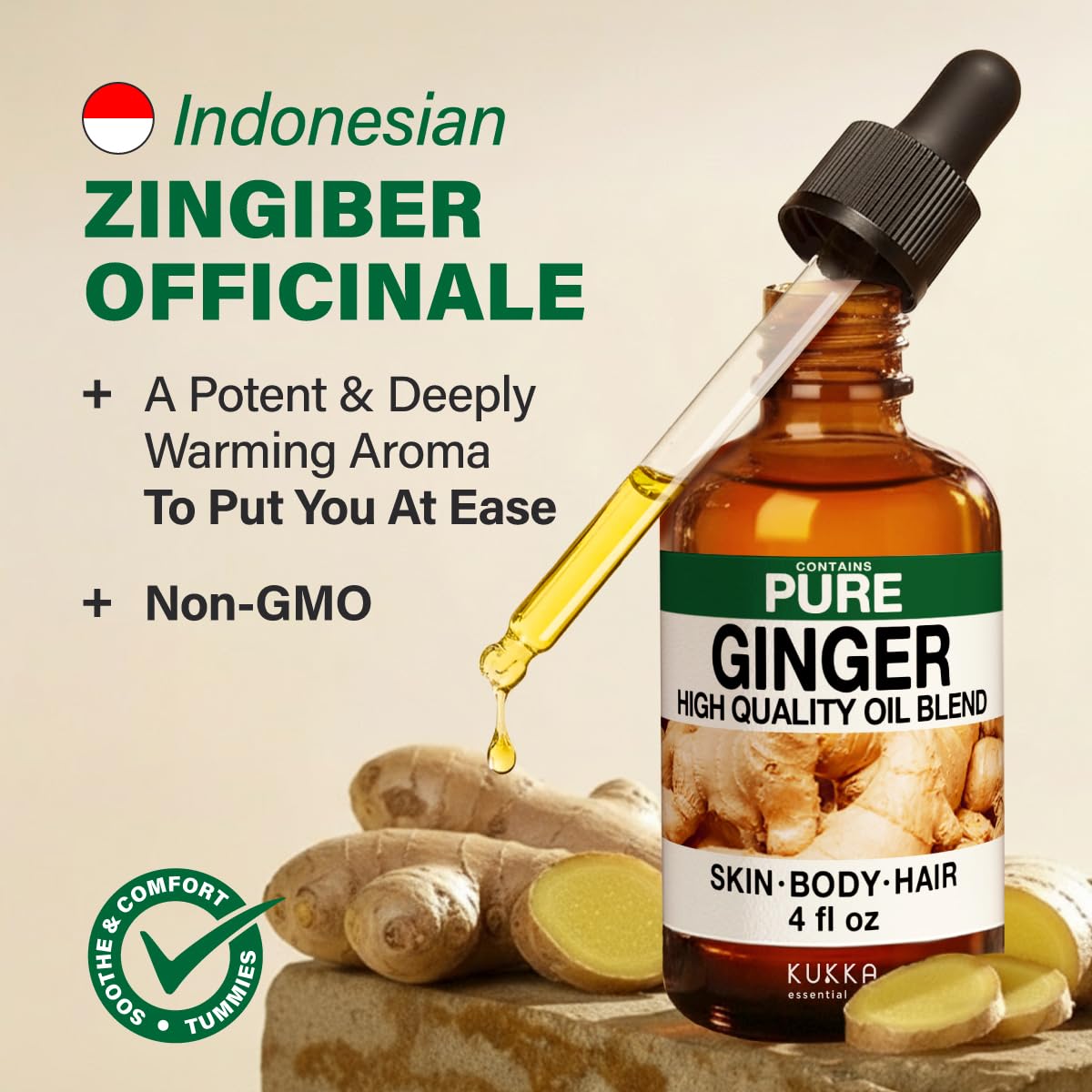KUKKA Ginger Essential Oil 4 oz | Hair, Skin, Diffuser & Aromatherapy