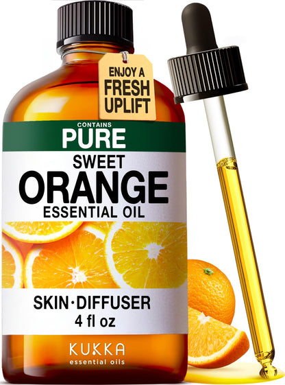 KUKKA Orange Essential Oils - 4 Fl Oz for Hair, Skin, Diffuser & Soap Making