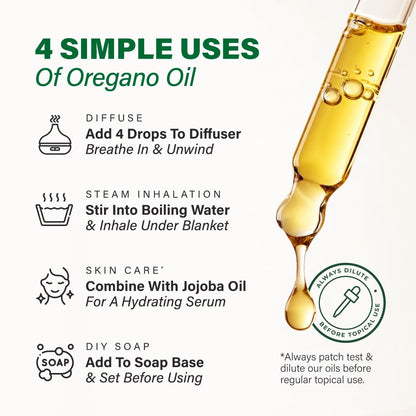 KUKKA Oregano Essential Oils - 4 Fl Oz | Hair & Skin Care, Diffuser, Aromatherapy & DIY Soap Making