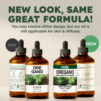 KUKKA Oregano Essential Oils - 4 Fl Oz | Hair & Skin Care, Diffuser, Aromatherapy & DIY Soap Making