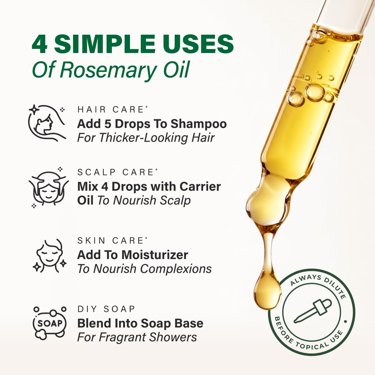 KUKKA Rosemary Essential Oils 4oz | Hair, Skin, Diffuser & DIY Soap