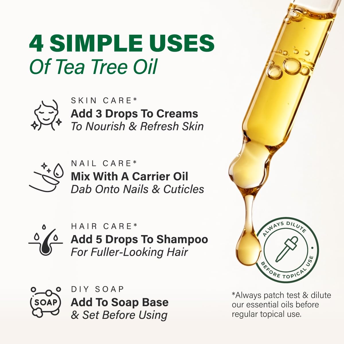 KUKKA Tea Tree Essential Oil 4 oz - Hair, Skin, Nails, Diffuser & Soap Making