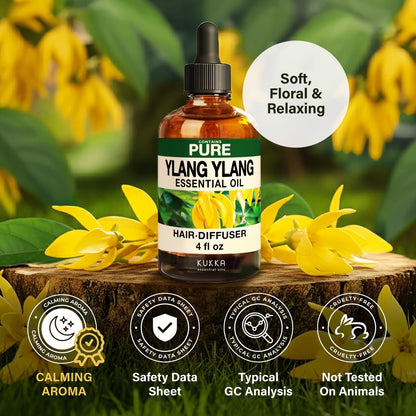 KUKKA Ylang-Ylang Essential Oils – 4 Fl Oz | Hair, Skin, Diffuser, Aromatherapy & DIY Soap Making