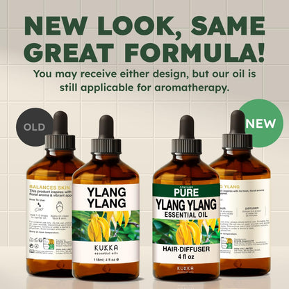 KUKKA Ylang-Ylang Essential Oils – 4 Fl Oz | Hair, Skin, Diffuser, Aromatherapy & DIY Soap Making