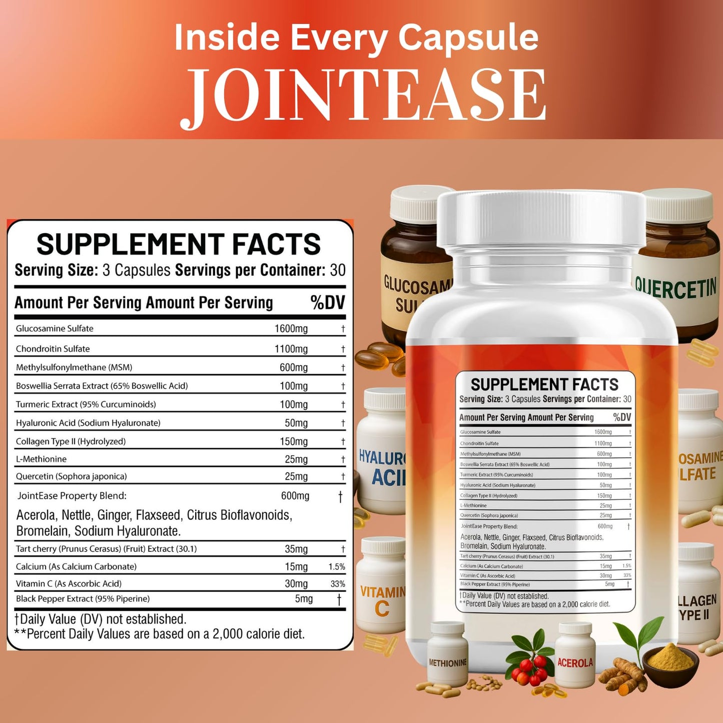Kun Shafi JointEase – Glucosamine Chondroitin MSM with Hyaluronic Acid (90 ct)