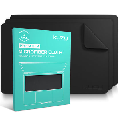 Kuzy 3 Pack Premium Microfiber Cleaning Cloth – Large 11.5 x 7.5 in – Black