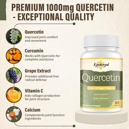 Kynderynl Quercetin 1000mg Softgels – Joint Health & Antioxidant Boost (60 Vegan)