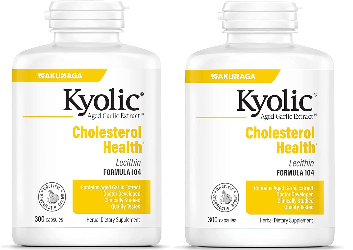 Kyolic #104 Garlic Extract With Lecithin 300-cap Two-Pack | Aged Garlic Extract Kyolic Formula 104