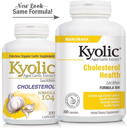 Kyolic #104 Garlic Extract With Lecithin 300-cap Two-Pack | Aged Garlic Extract Kyolic Formula 104