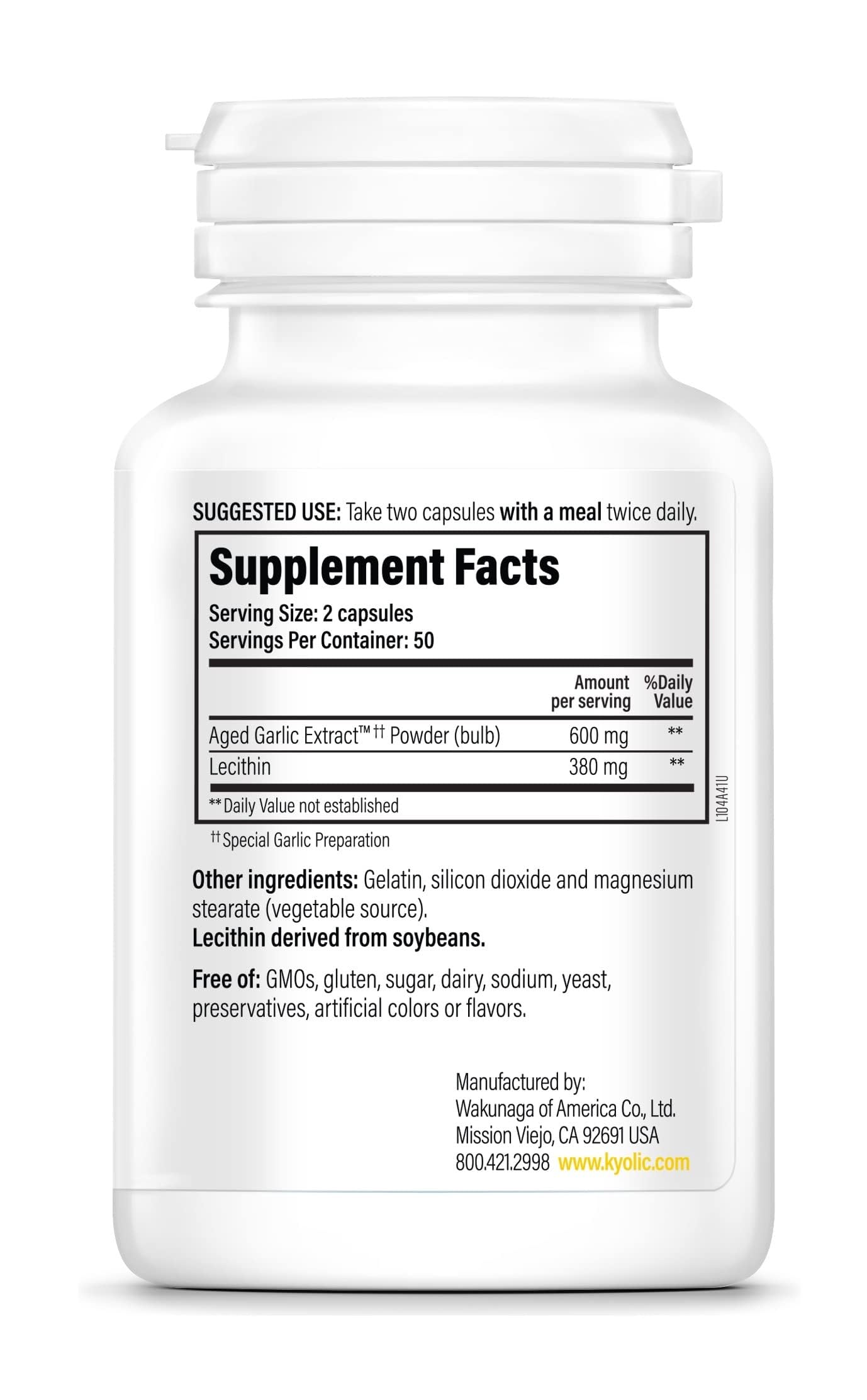 Kyolic Aged Garlic Extract Formula 104 – Cholesterol Health* (100 Capsules)