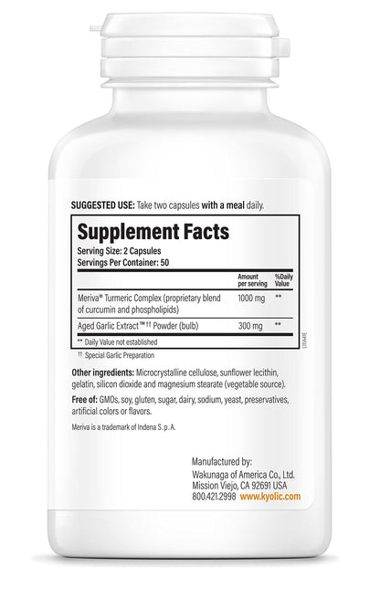 Kyolic Aged Garlic Extract Formula 111 – Health Support with Curcumin & Meriva Turmeric