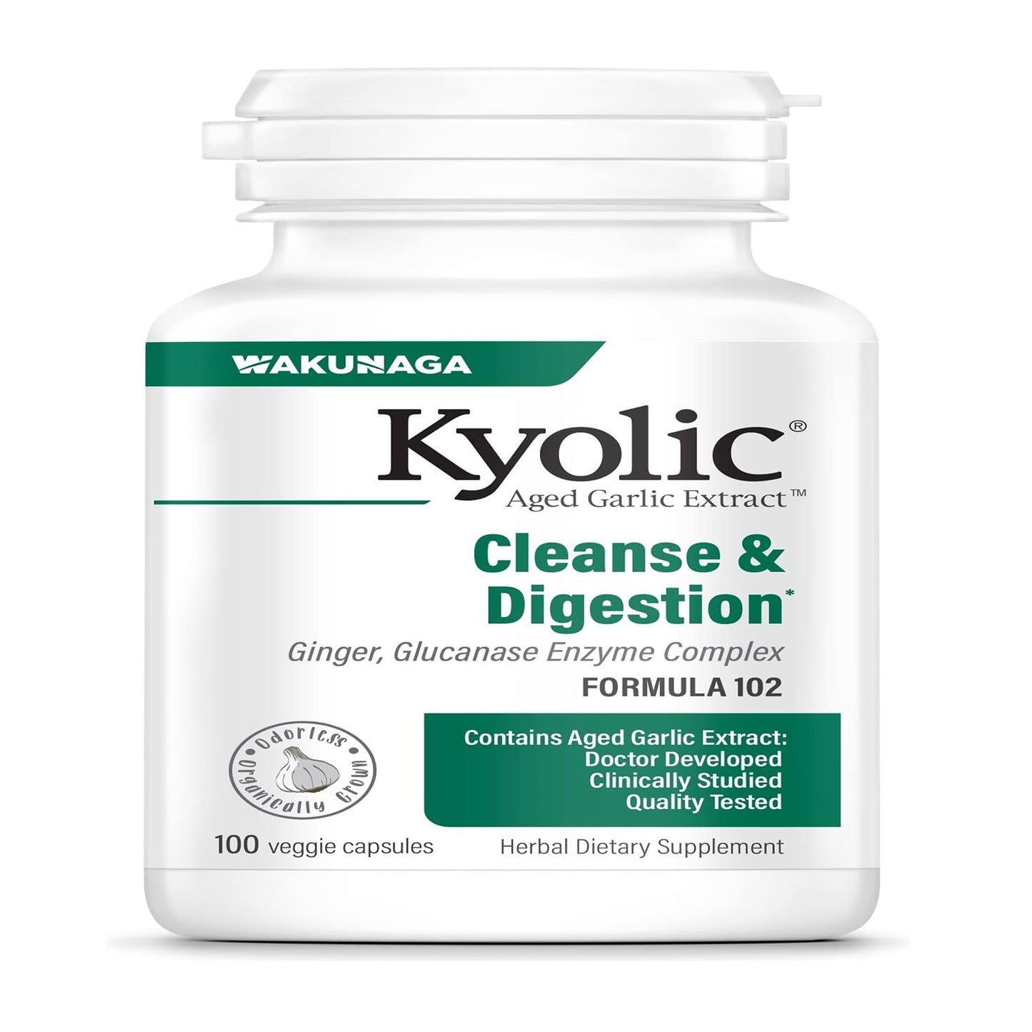 Kyolic Formula 102 Aged Garlic Extract - Candida Cleanse & Digestion (100 Caps)