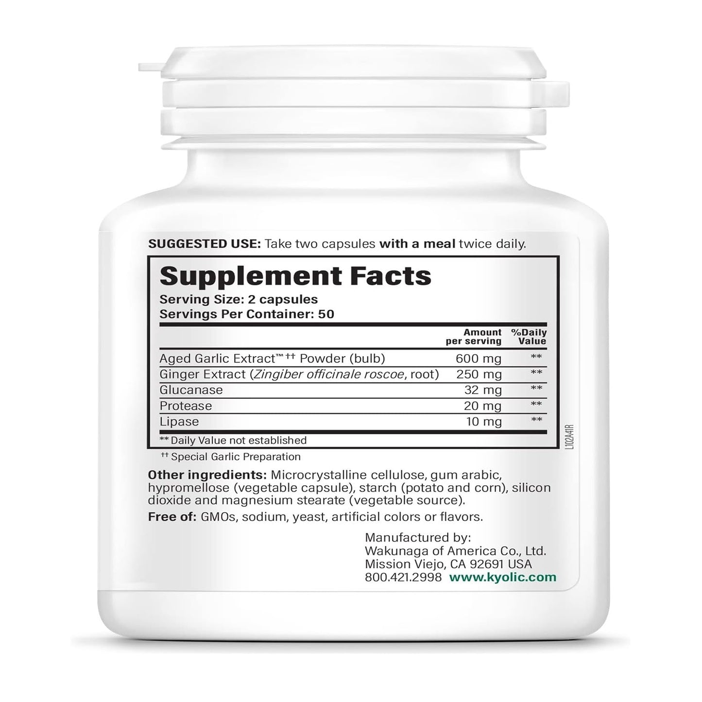 Kyolic Formula 102 Aged Garlic Extract - Candida Cleanse & Digestion (100 Caps)