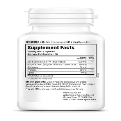 Kyolic Formula 102 Aged Garlic Extract - Candida Cleanse & Digestion (100 Caps)