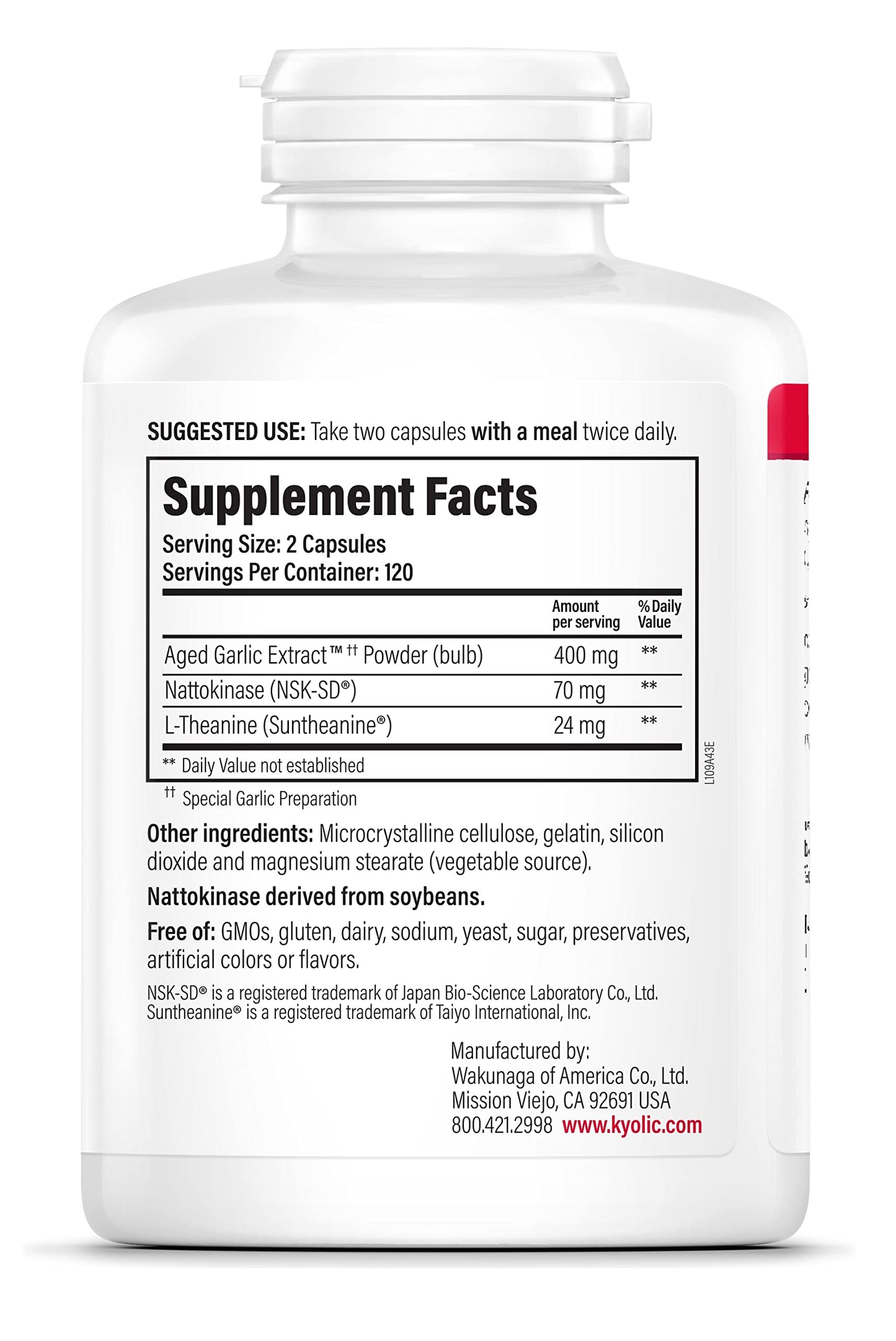 Kyolic Aged Garlic Extract Formula 109 – Blood Pressure Health, 240 Capsules