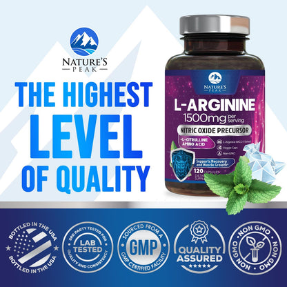 L-Arginine 1000mg Supplement – Heart Health & Energy Booster | 120 Capsules