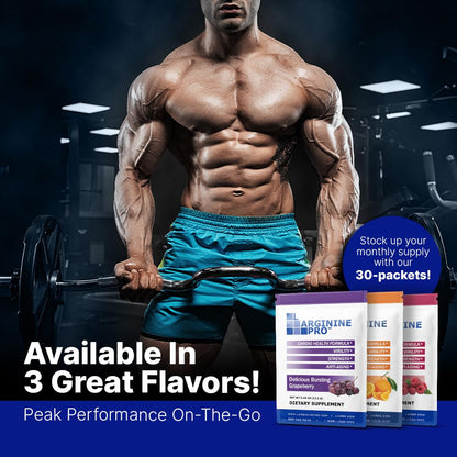 L-ARGININE PRO Supplement Powder – 30 Single-Serve Packets | 5,500mg L-Arginine + 1,100mg L-Citrulline | Grape
