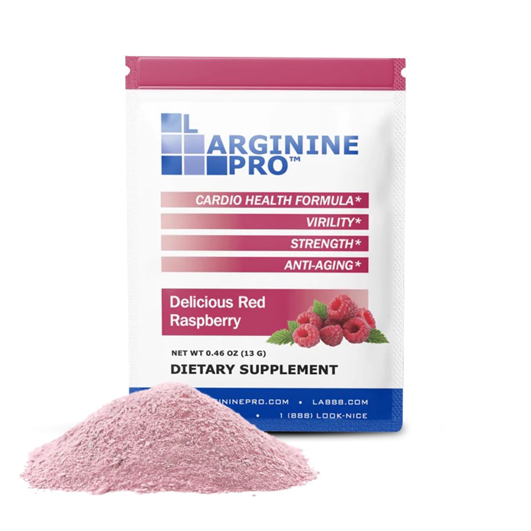 L-ARGININE PRO Supplement Powder | 60 Packets | Raspberry Flavor | 5,500mg L-Arginine + 1,100mg L-Citrulline