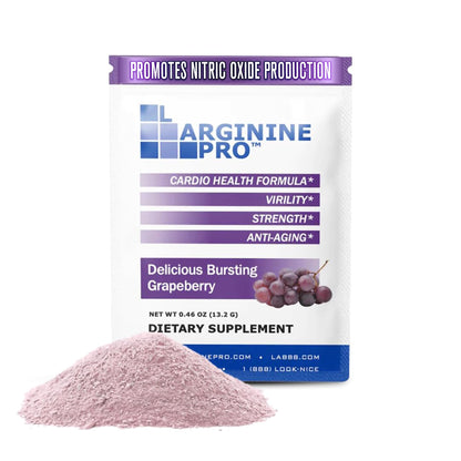L-ARGININE PRO Supplement Powder – 30 Single-Serve Packets | 5,500mg L-Arginine + 1,100mg L-Citrulline | Grape