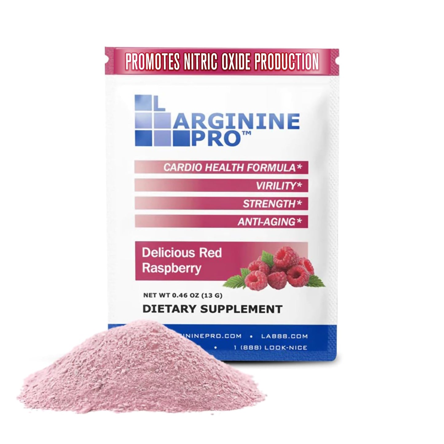 L-ARGININE PRO Supplement Powder | 30 Packets | Single Serve Travel Size | 5,500mg L-Arginine + 1,100mg L-Citrulline | Raspberry