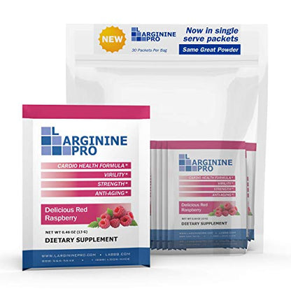 L-ARGININE PRO Supplement Powder | 60 Packets | Raspberry Flavor | 5,500mg L-Arginine + 1,100mg L-Citrulline