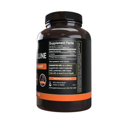 Pure Original L-Citrulline (365 Capsules) – No Magnesium or Rice Fillers, Always Pure, Lab Verified
