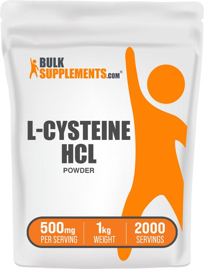 L-Cysteine HCl Powder (NAC) – BulkSupplements, 1kg, 500mg per Serving, Gluten Free