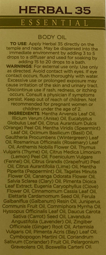 L’EUDINE Herbal 35 Essential Oil Diffuser & Skin – Aromatherapy, 1 Fl Oz