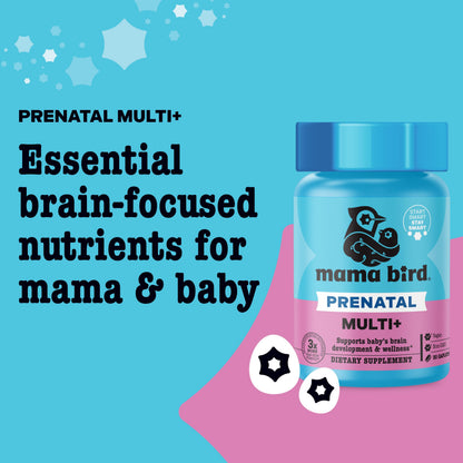 Mama Bird Prenatal Multi+ | Best Nest Wellness – 30+ Nutrients for Baby Brain Health (Vegan, Gluten Free)