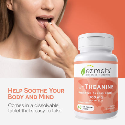 EZ Melts Dissolvable L-Theanine 200 mg – Sugar-Free 2-Pack (1-Month Supply)