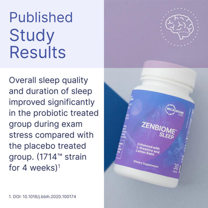 Microbiome Labs Zenbiome Sleep – L-Theanine, Lemon Balm & Probiotics for Nighttime Calm (30 Capsules)