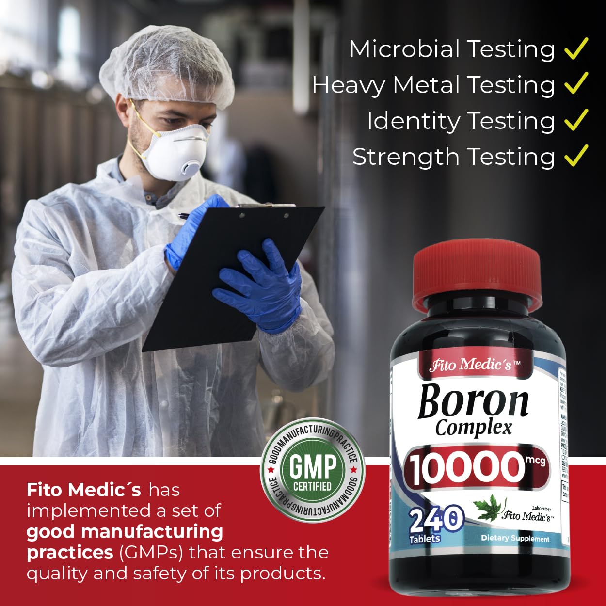 Lab Boron 10 mg – 240 Servings | Ultra-High Absorption Boron for Men | Fito Medic's