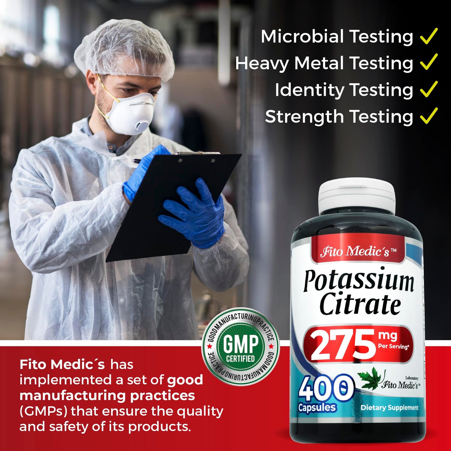Lab Potassium Citrate 400 Capsules – 275 mg | Ultra High Absorption Potassium Supplement