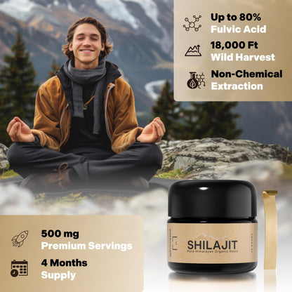 Essencraft Organic Himalayan Shilajit Resin – 500mg per Serving, 60g, Lab Tested, 85+ Minerals